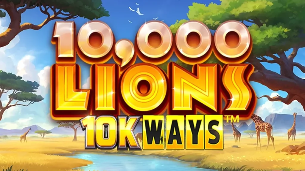Tampilan visual neon dari slot 10,000 Lions 10K Ways