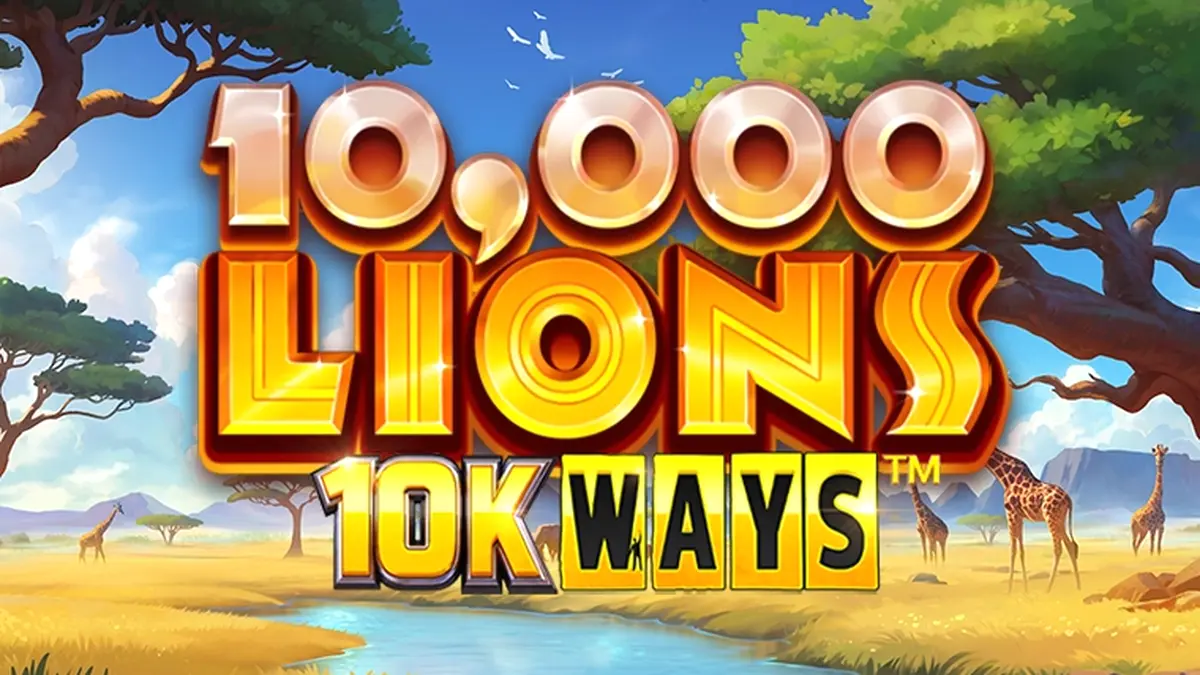 Tampilan visual neon dari slot 10,000 Lions 10K Ways
